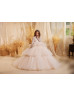 High Neck Ivory Beaded Lace Tulle Flower Girl Dress